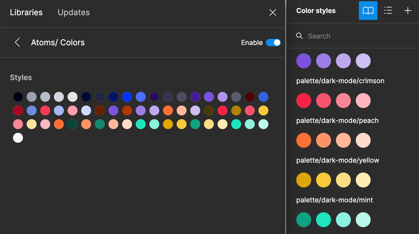 colour options in mirahi design system